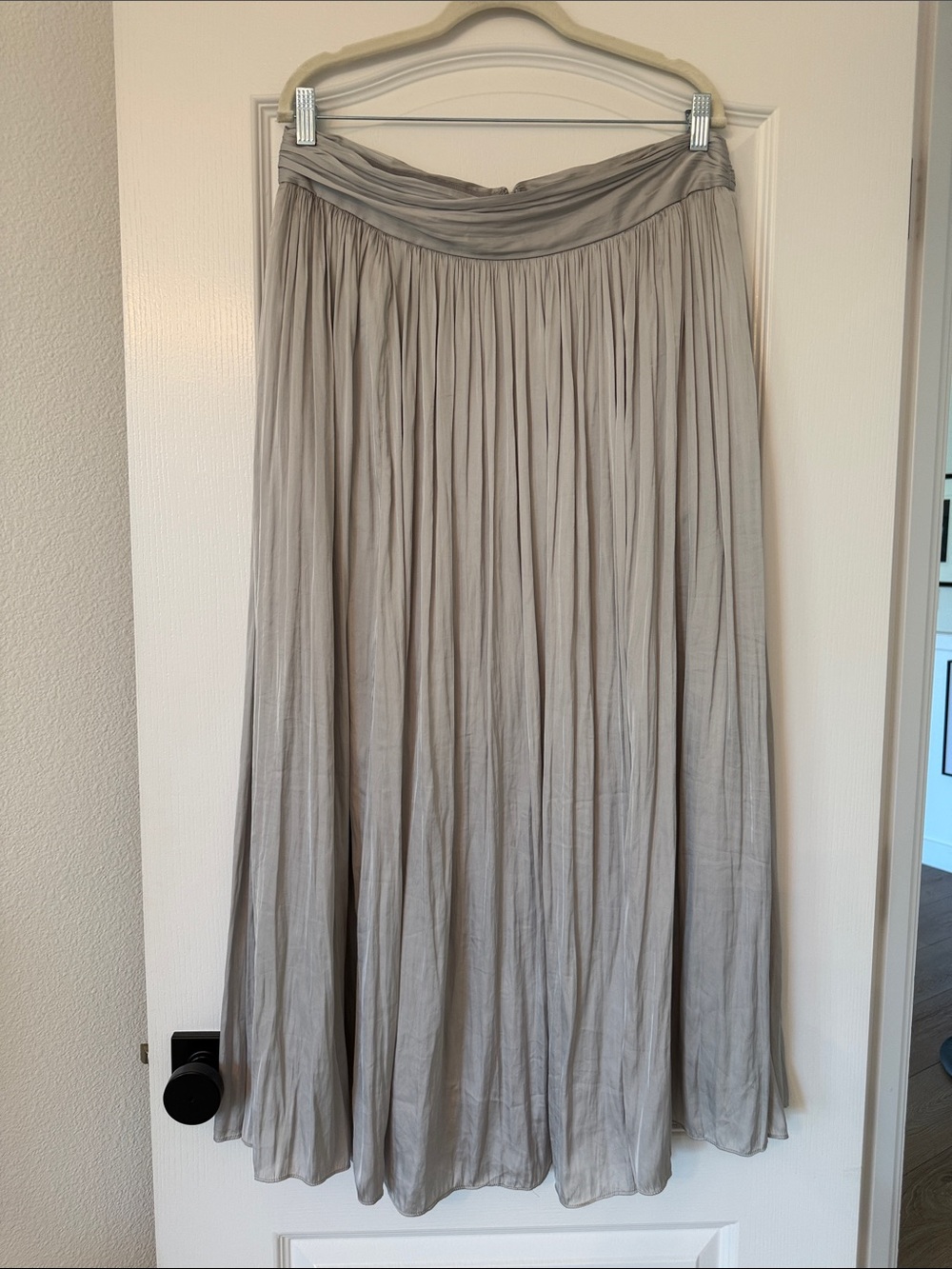 J Crew Point Sur Pleated Maxi Skirt in Light Gray